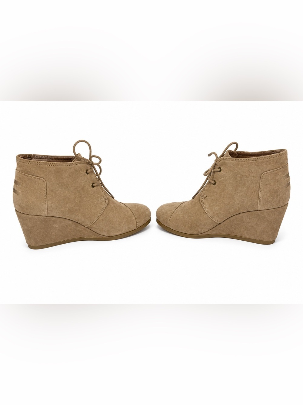 TOM’s Tan Wedge Ankle Boots